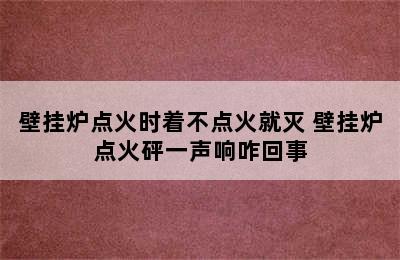 壁挂炉点火时着不点火就灭 壁挂炉点火砰一声响咋回事